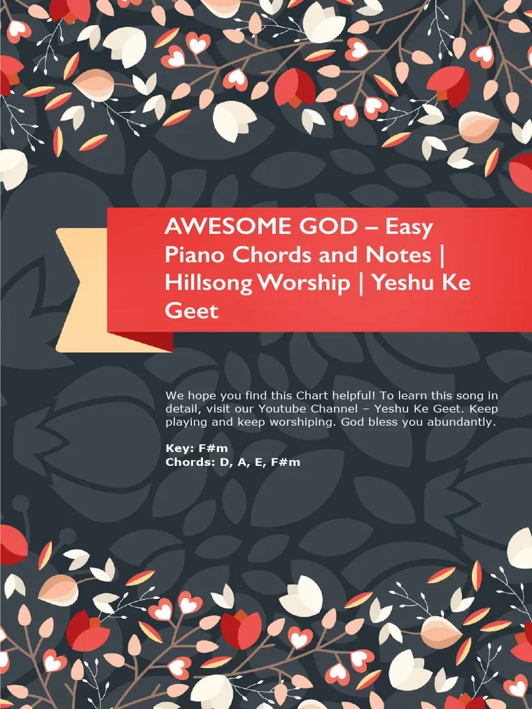 AWESOME GOD - Easy Piano Chords And Notes - Hillsong Worship - Yeshu Ke ...