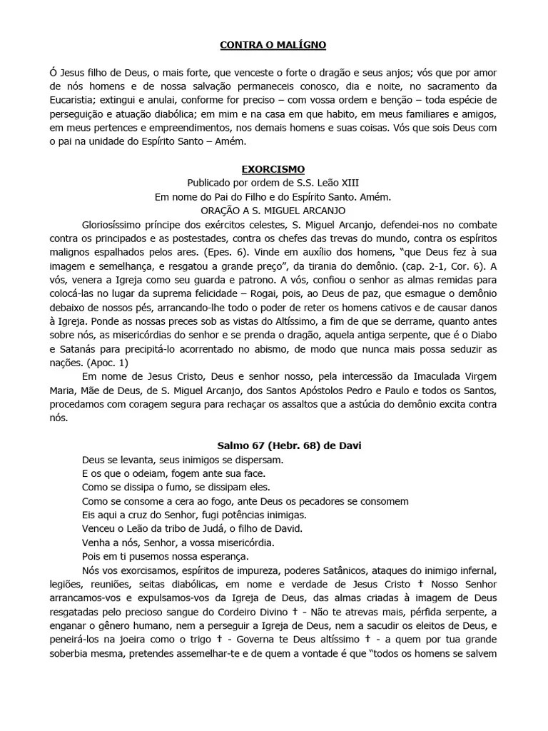 Contra O Maligno Oração | PDF | Maria, Mãe De Jesus | Santo