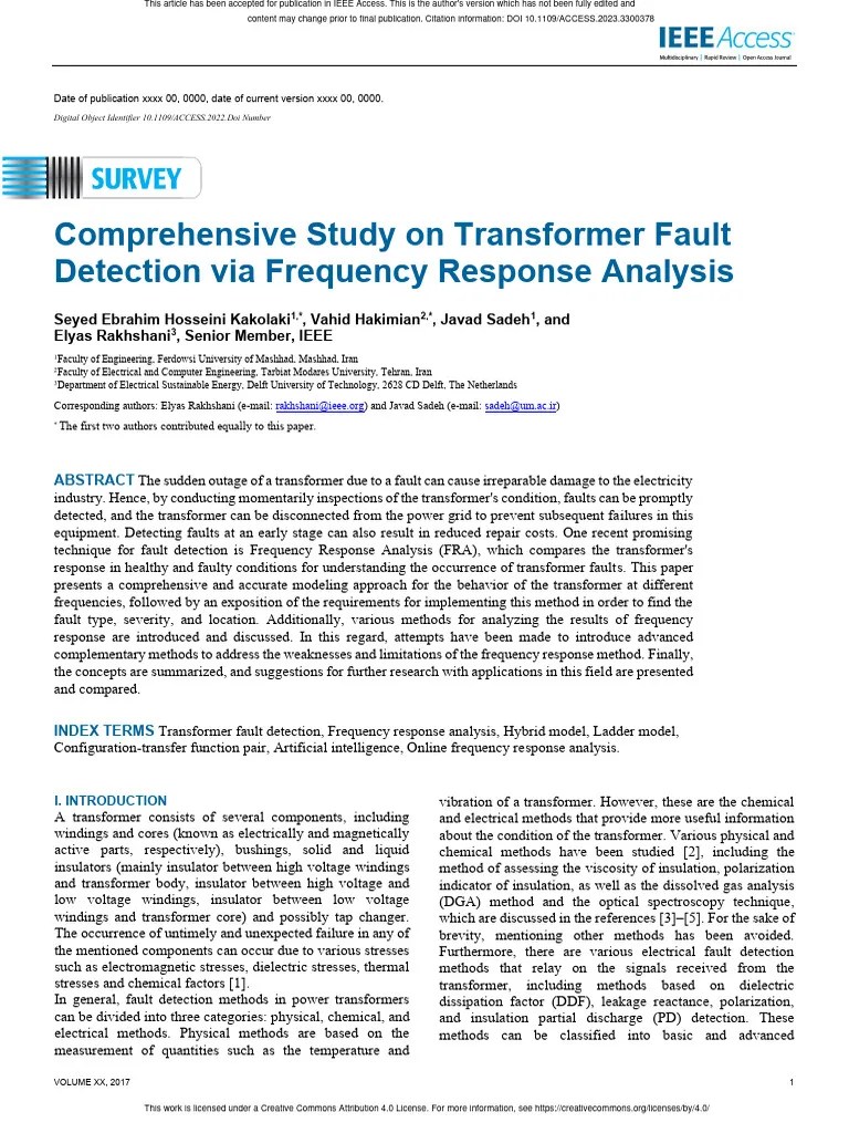Comprehensive Study On Transformer Fault Detection | PDF | Transformer | Electrical Impedance
