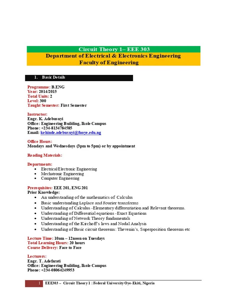 Circuit Theory 1 | Download Free PDF | Electrical Network ...
