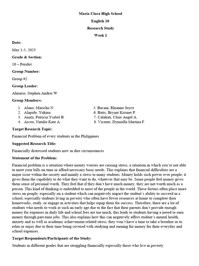 Week 1 Research Study | PDF | Stress (Biology) | Behavioural Sciences