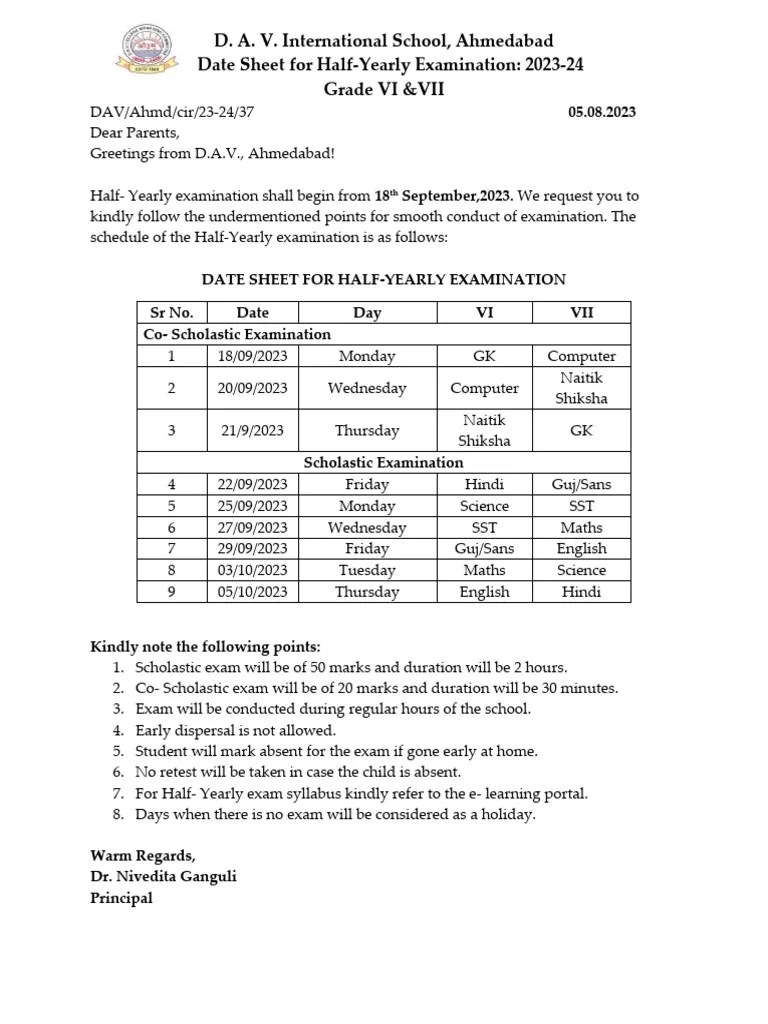 Class Vi Half Yearly Date Sheet And Syllabus 202425 Pdf - Stunning Light Wallpaper - 4K