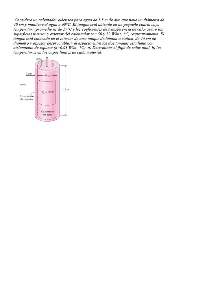 Considere Un Calentador Eléctrico Para Agua De 1mod | PDF | Fenómenos De Transporte | Termodinámica