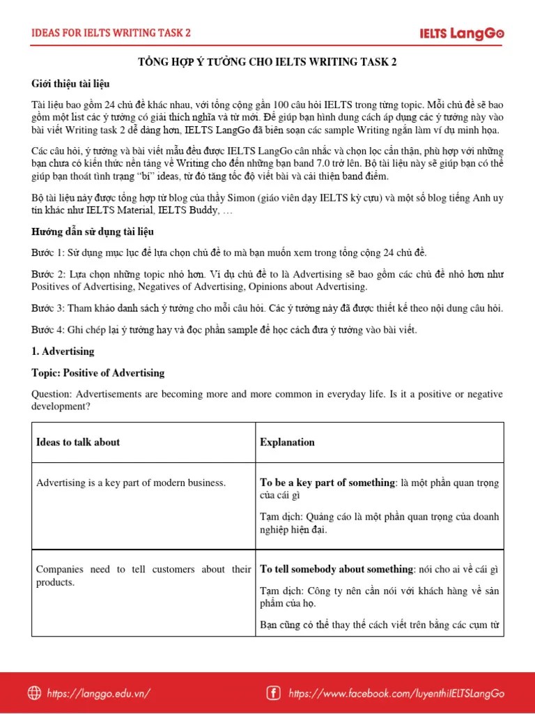 Ielts Writing Task 2 Ideas | PDF