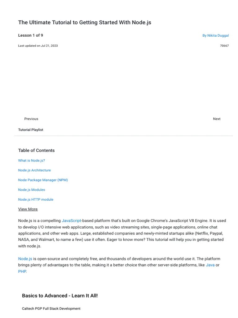 Nodejs-01-Getting Started With Node - Js Simplilearn | PDF | World Wide ...