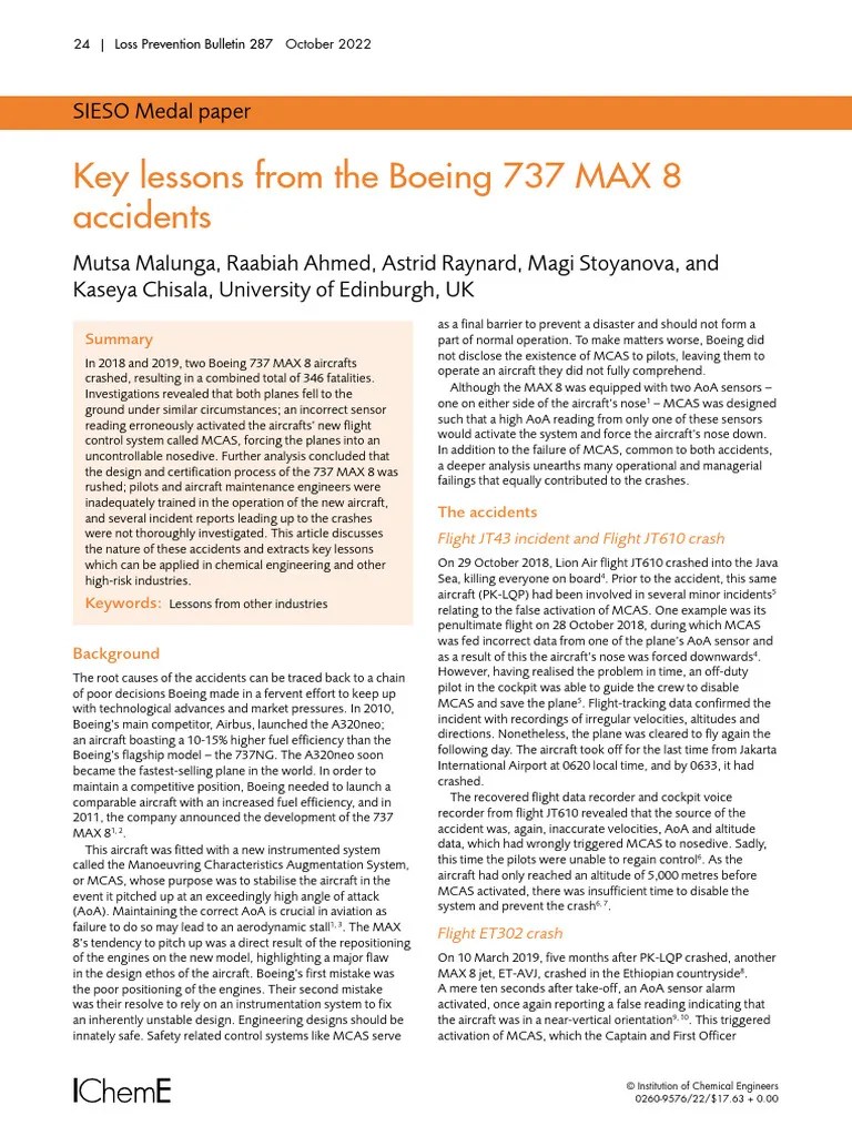 Key Lessons From The Boeing 737 MAX 8 Accidents | Download Free PDF | Aviation | Transport