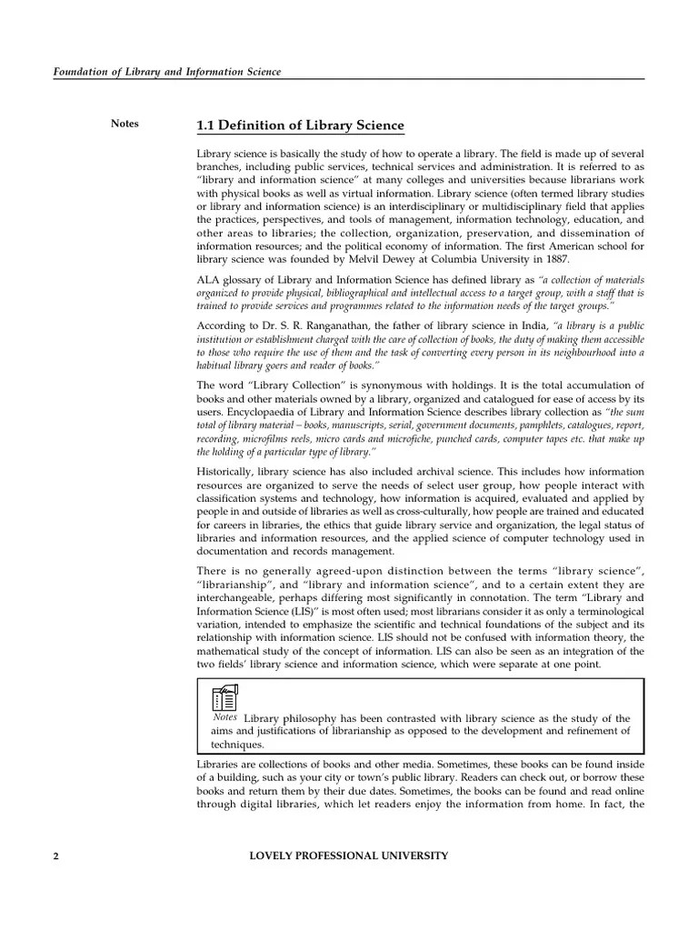 Foundation Of Library And Information Science | PDF | Libraries ...