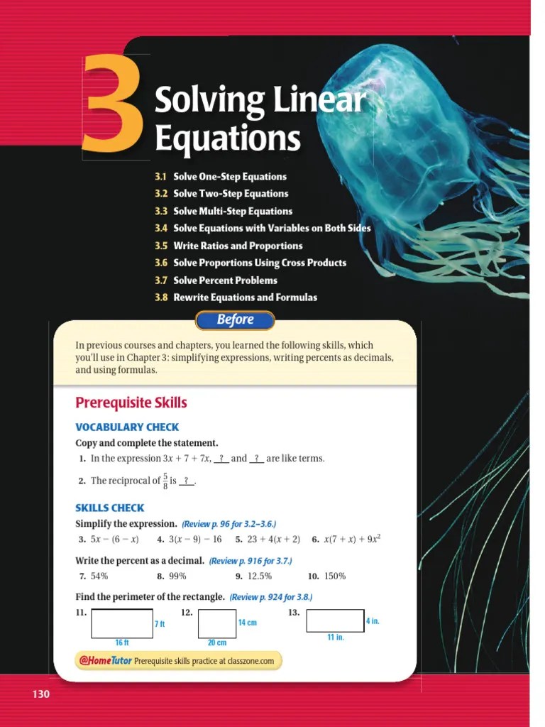 McDougal Littell - Algebra 1 Ch03 | Download Free PDF | Equations | Algebra