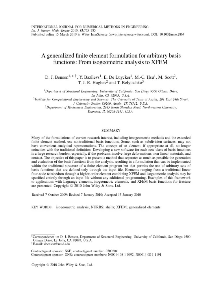 A Generalized Finite Element Formulation For Arbitrary Basis Functions ...