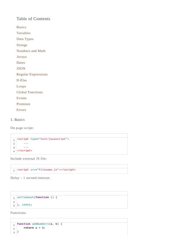 JavaScript Cheat Sheet - A Comprehensive List For Quick Reference ...