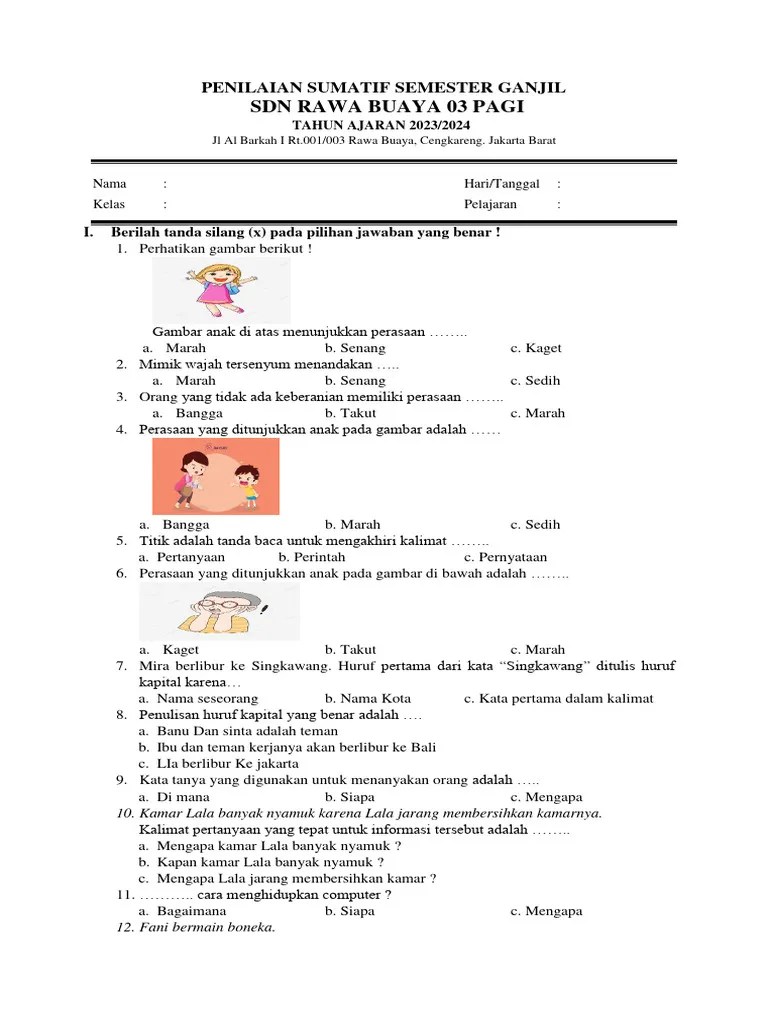 Soal Sem 1 Bind Kelas 2 Kurikulum Merdeka | PDF