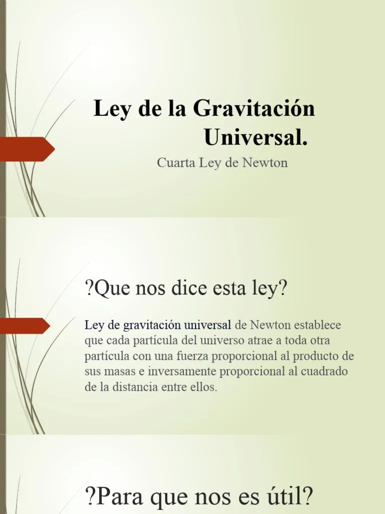 Ley De La Gravitación Universal Diapositivas Exposicion Fisica | PDF