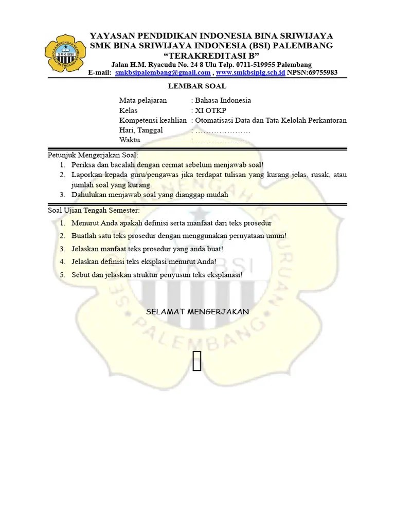 Soal Ulangan Mid Semester Bahasa Indonesia Kelas Xii | PDF