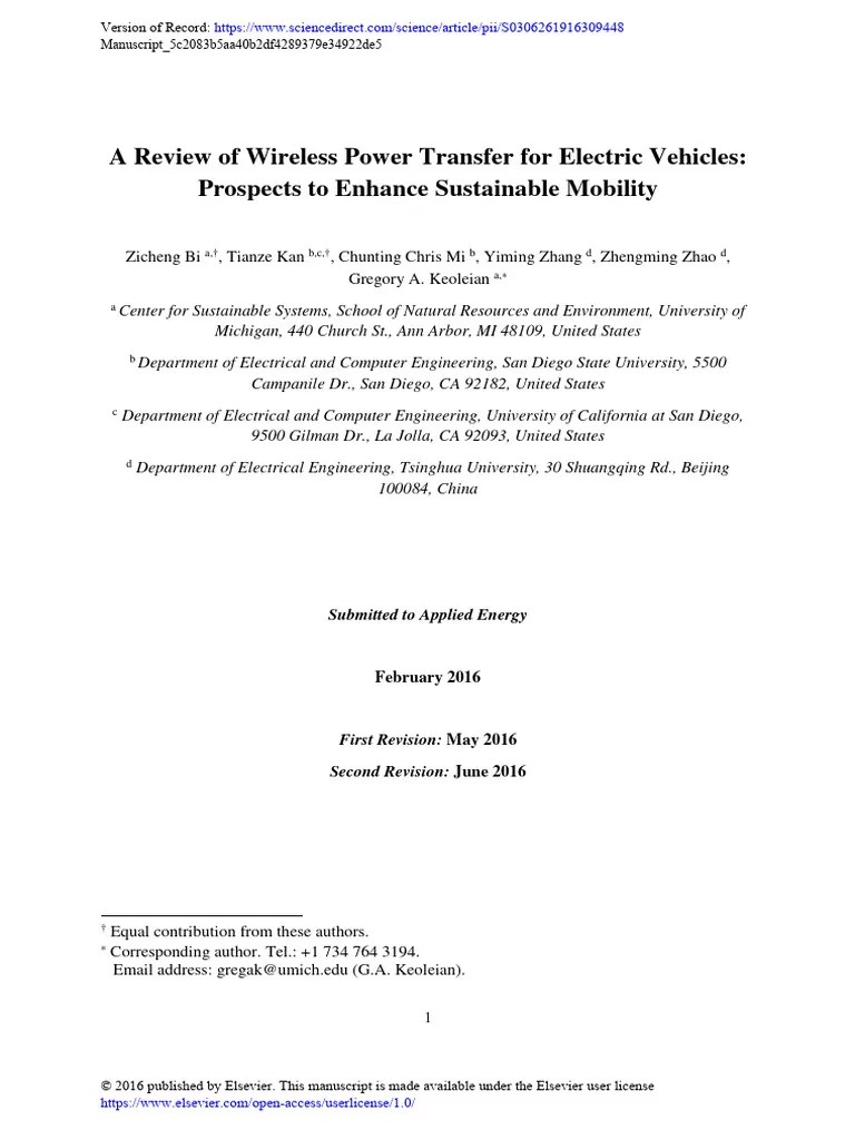 A Review Of Wireless Power Transfer For Electric Vehicles | PDF | Inductor | Power Inverter