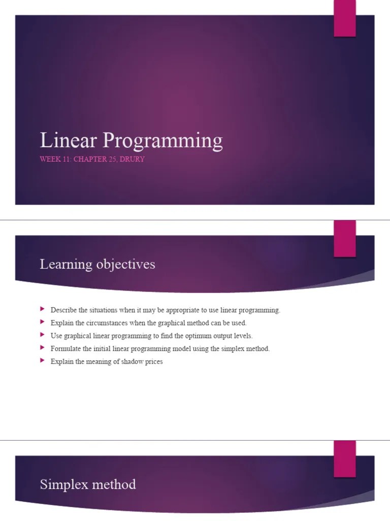 Linear Programming - Lecture 2 Slides | PDF | Linear Programming ...