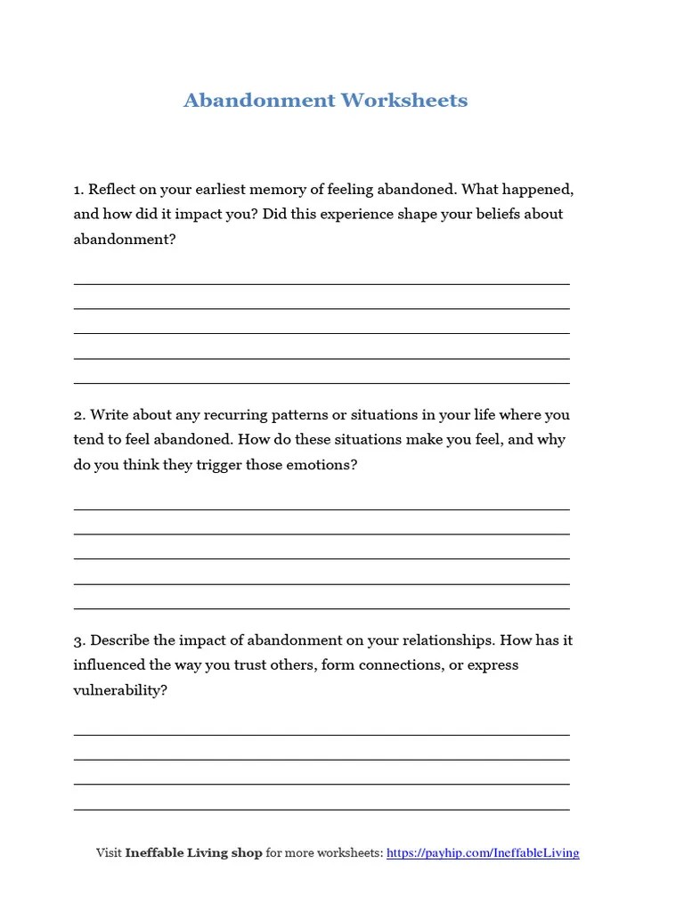 Abandonment Worksheets PDF | PDF