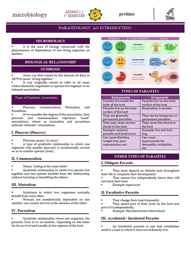 LESSON 1.2 Intro To Parasitology | PDF | Parasitism | Symbiosis