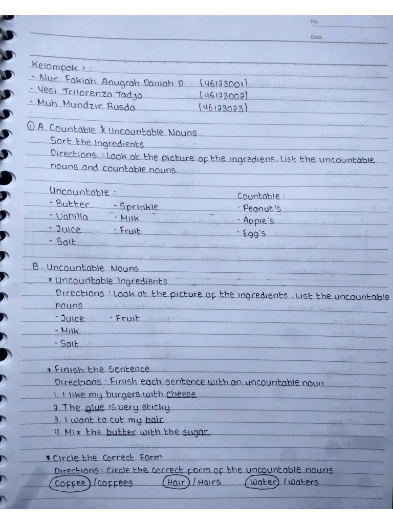 Kelompok 1 - Countable And Uncountable Nouns | PDF