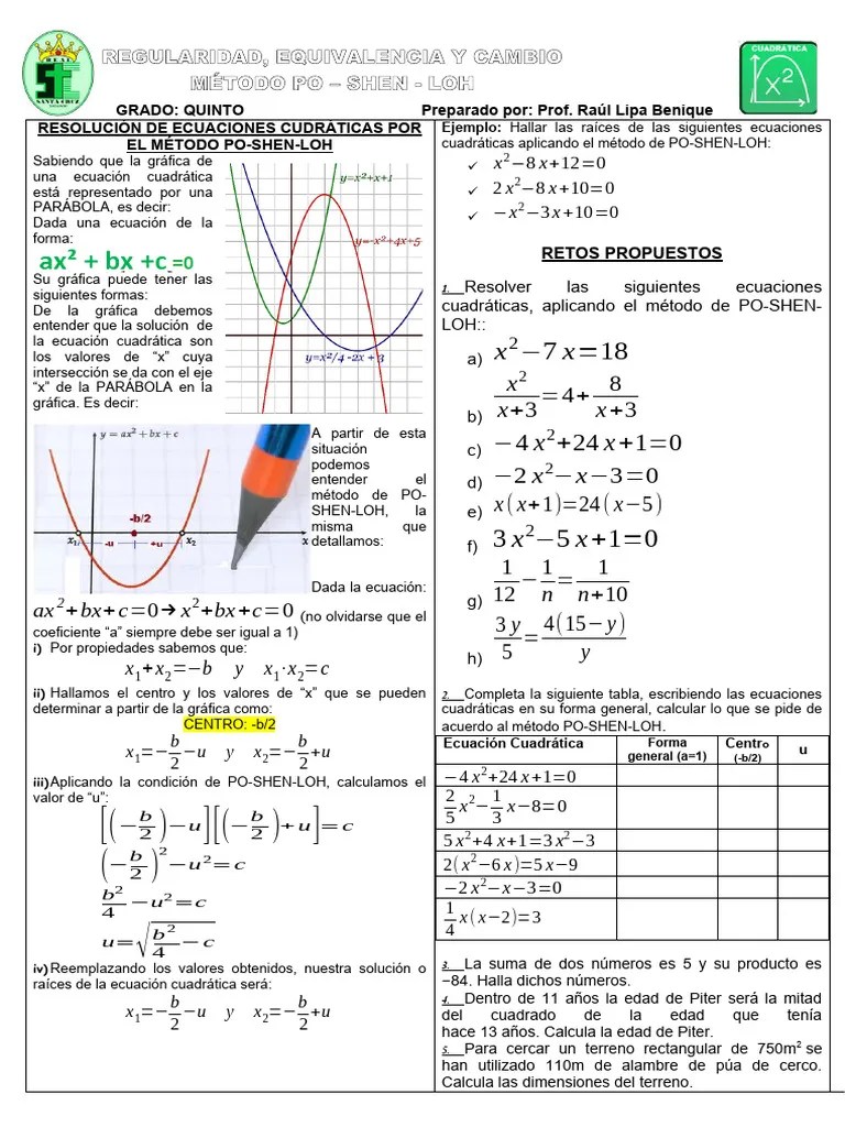 Ecuaciones Cuadráticas-PO-SHEN LOH | PDF | Ecuación Cuadrática | Ecuaciones