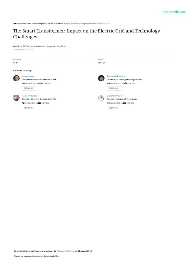 The Smart Transformer: Impact On The Electric Grid And Technology ...