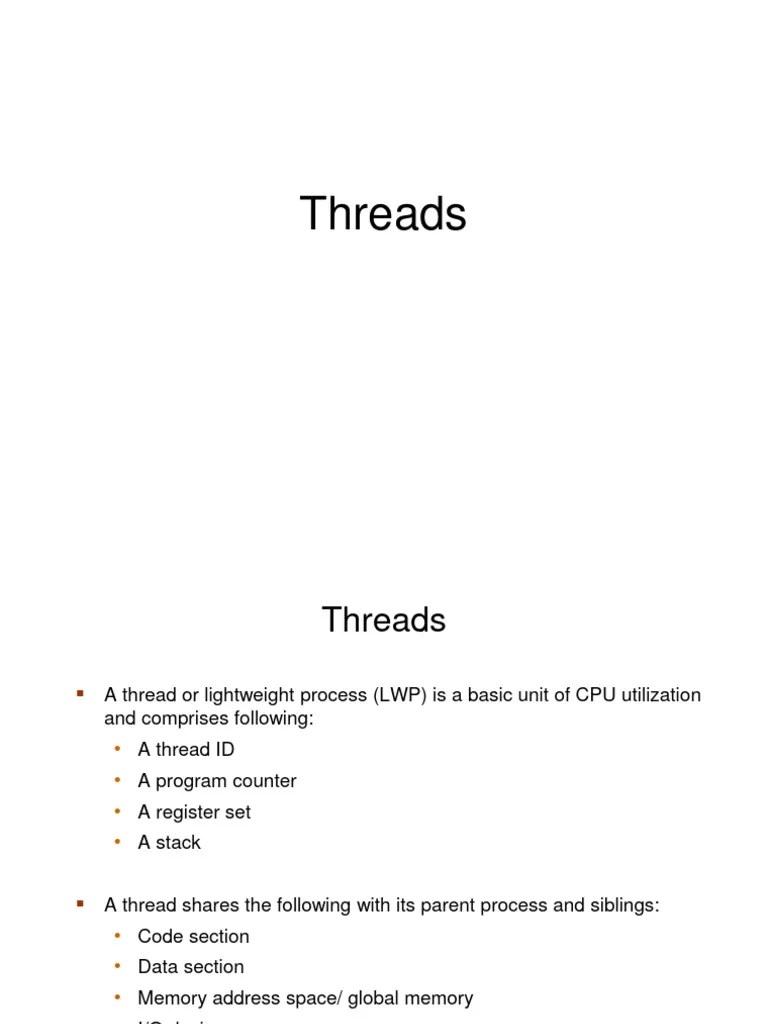 4 Threads | PDF | Thread (Computing) | Process (Computing)