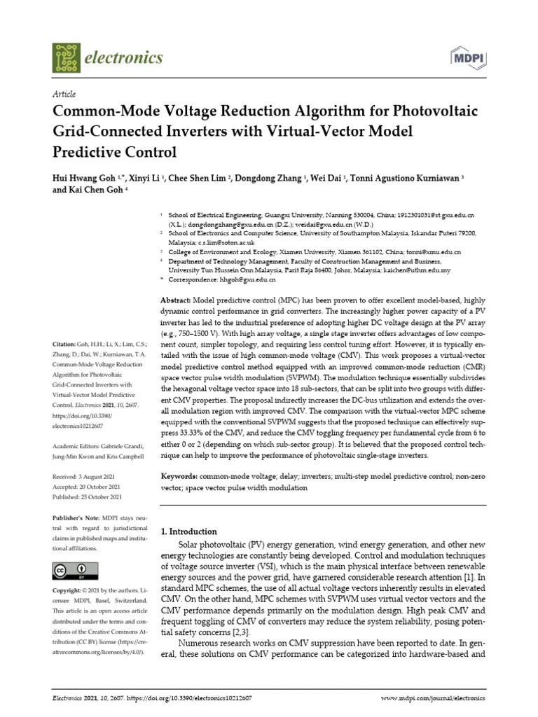 Common-Mode Voltage Reduction Algorithm For Photov | PDF | Power ...