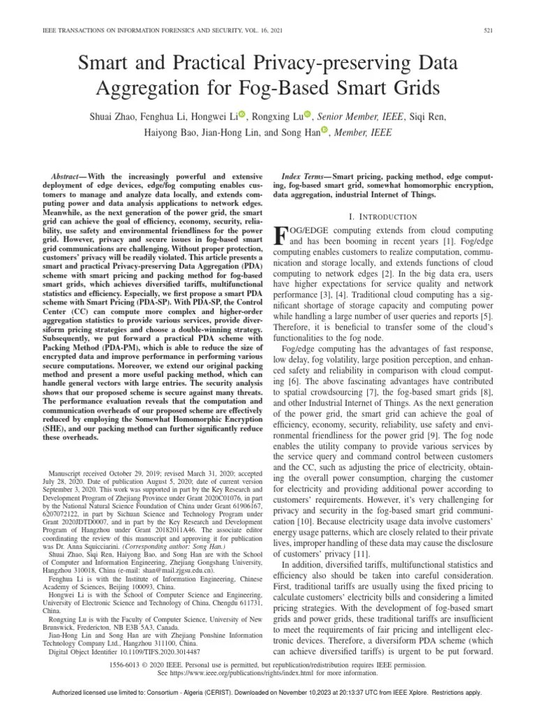 Smart And Practical Privacy-Preserving Data Aggregation For Fog-Based ...