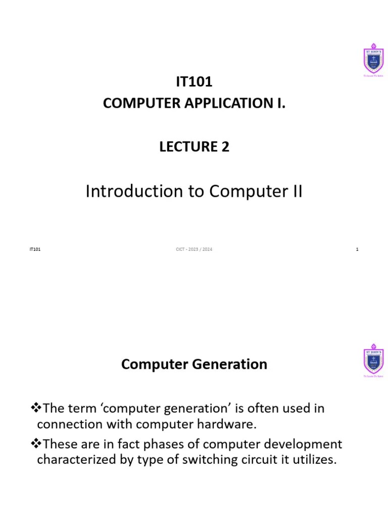 IT101 Lecture 02 Introduction To Computer II | PDF | Window (Computing ...