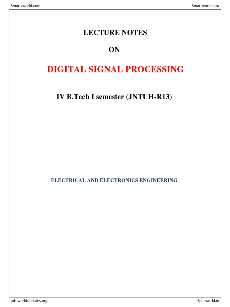 Digital Signal Processing | PDF | Discrete Time And Continuous Time ...