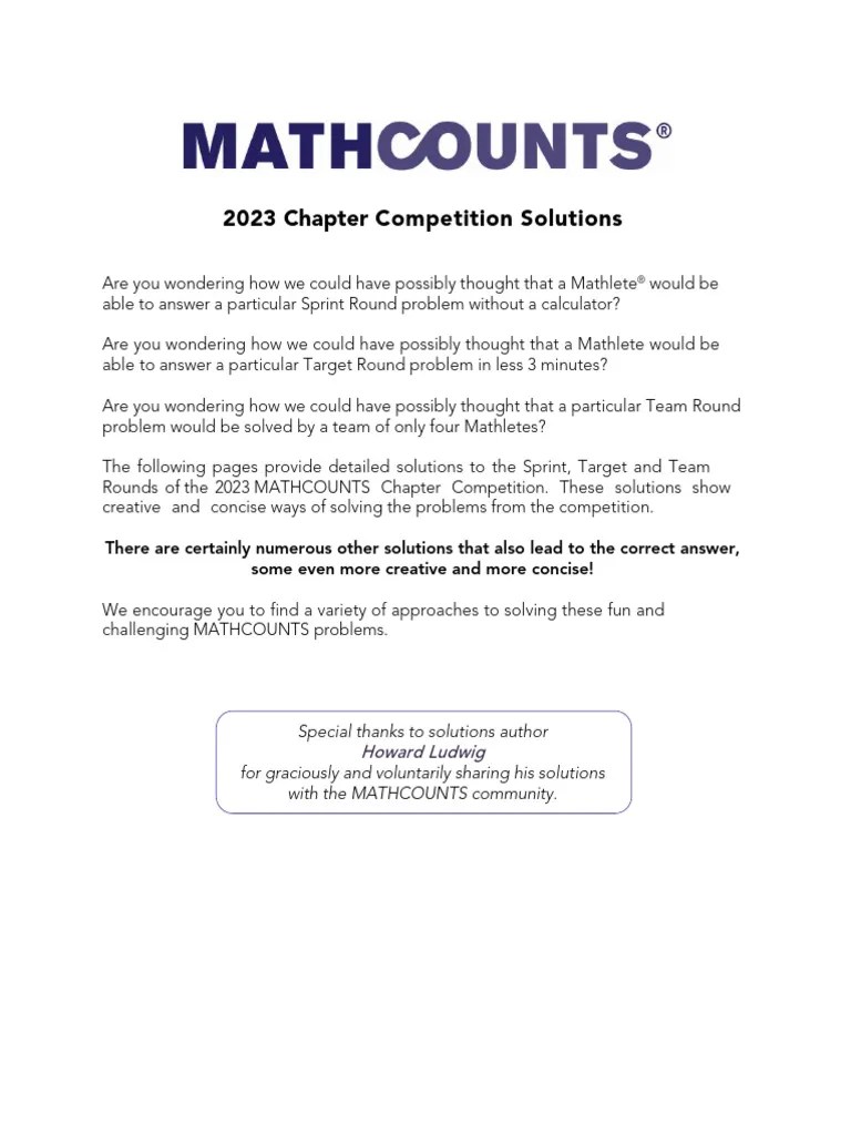 2023 Chapter Competition Solutions Pdf Number Theory Mathematical