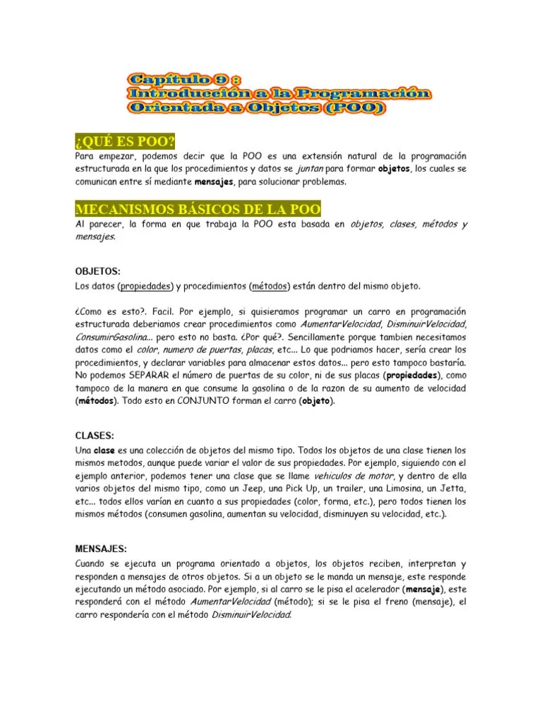 Capítulo 9- Introducción A La POO | PDF | Objeto (informática ...