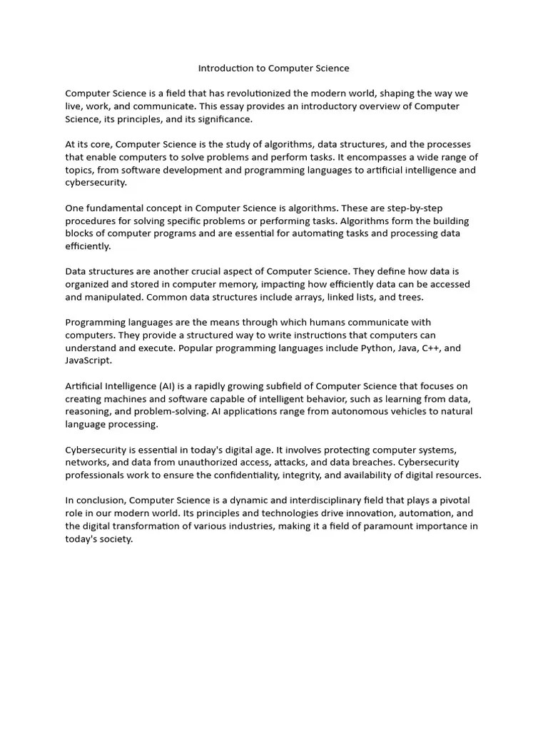 Introduction To Computer Science | PDF