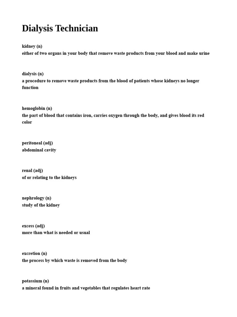 Dialysis Technician | PDF