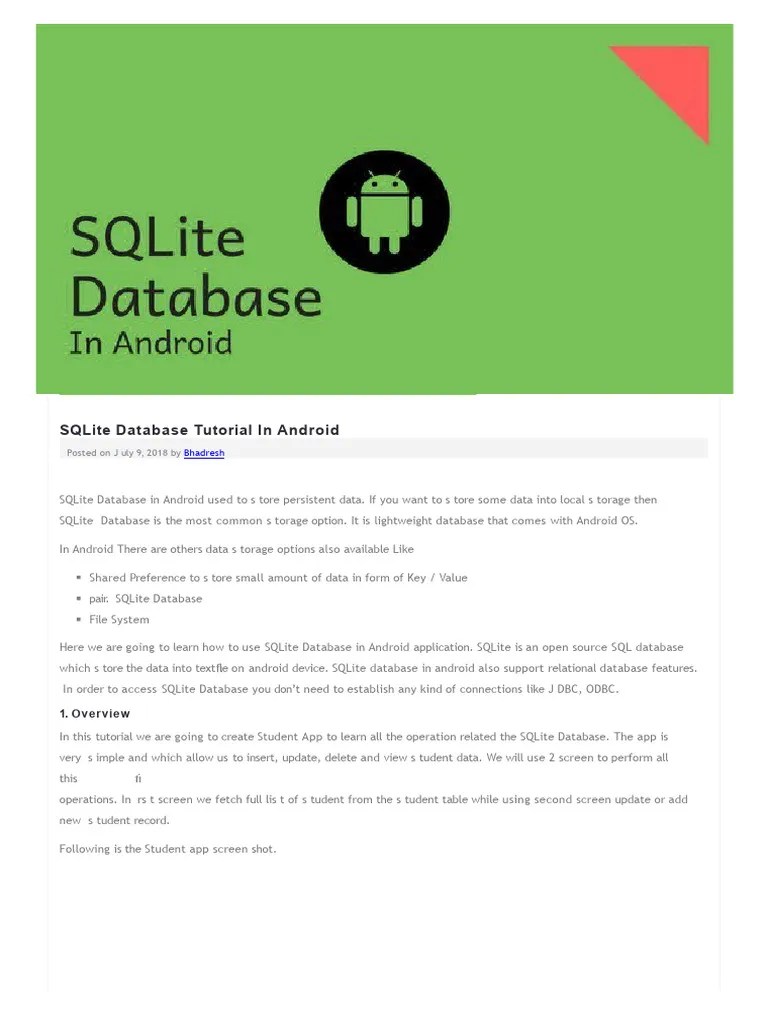 SQLite-Database-Tutorial 9117876 Powerpoint | Download Free PDF ...