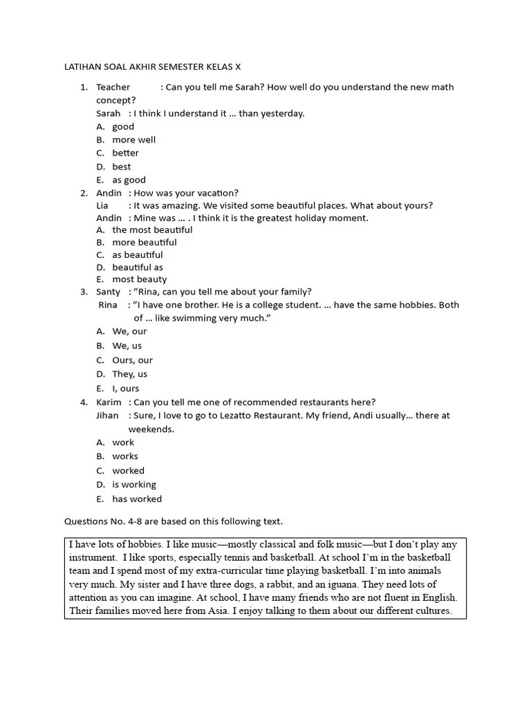 Latihan Soal Kelas X 2023 | PDF | Mosque | Flight Attendant