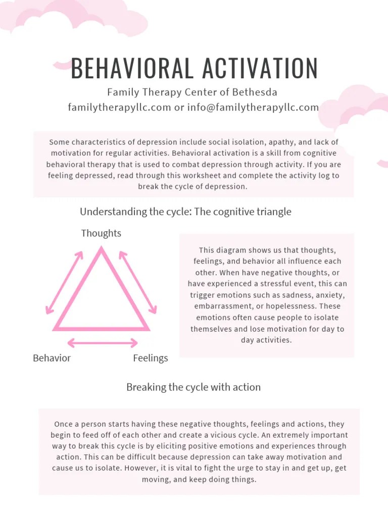 Behavioral Activation Worksheet Activity Log 1 1 | PDF | Feeling | Emotions