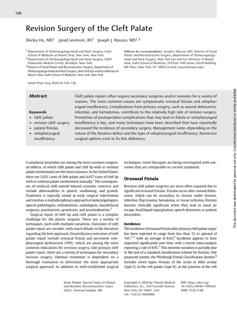 Revision Surgery Of The Cleft Palate | PDF | Face | Human Head And Neck