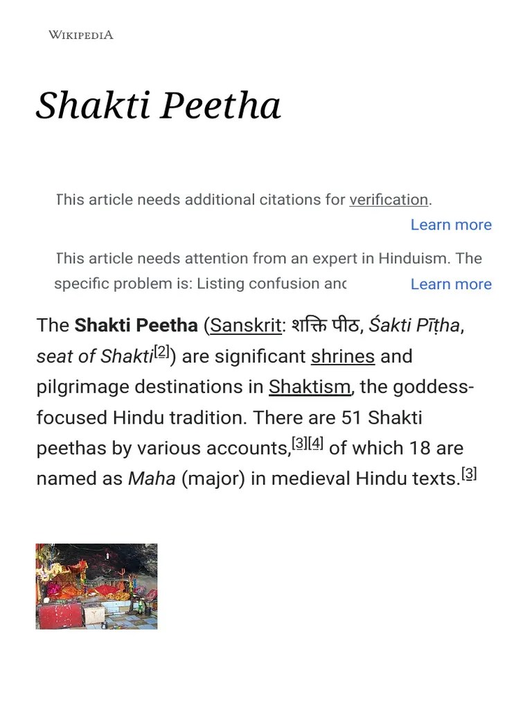 Shakti Peetha - Wikipedia | PDF | Shiva | Theistic Indian Philosophy