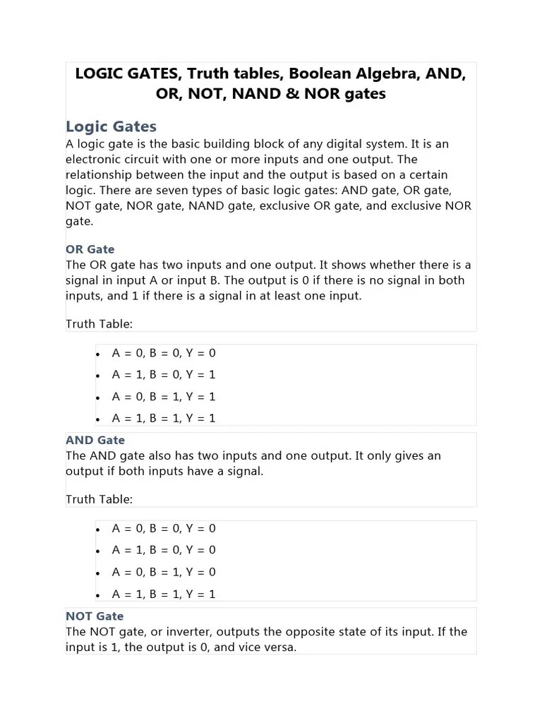 Logic Gates | PDF | Logic Gate | Logic