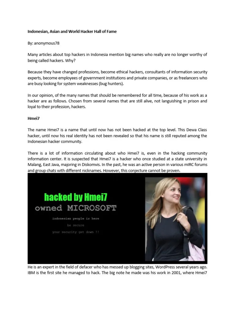 Hall Of Fame Hacker Indonesia (ENG) Rev 1 - 2 | PDF | Security Hacker ...