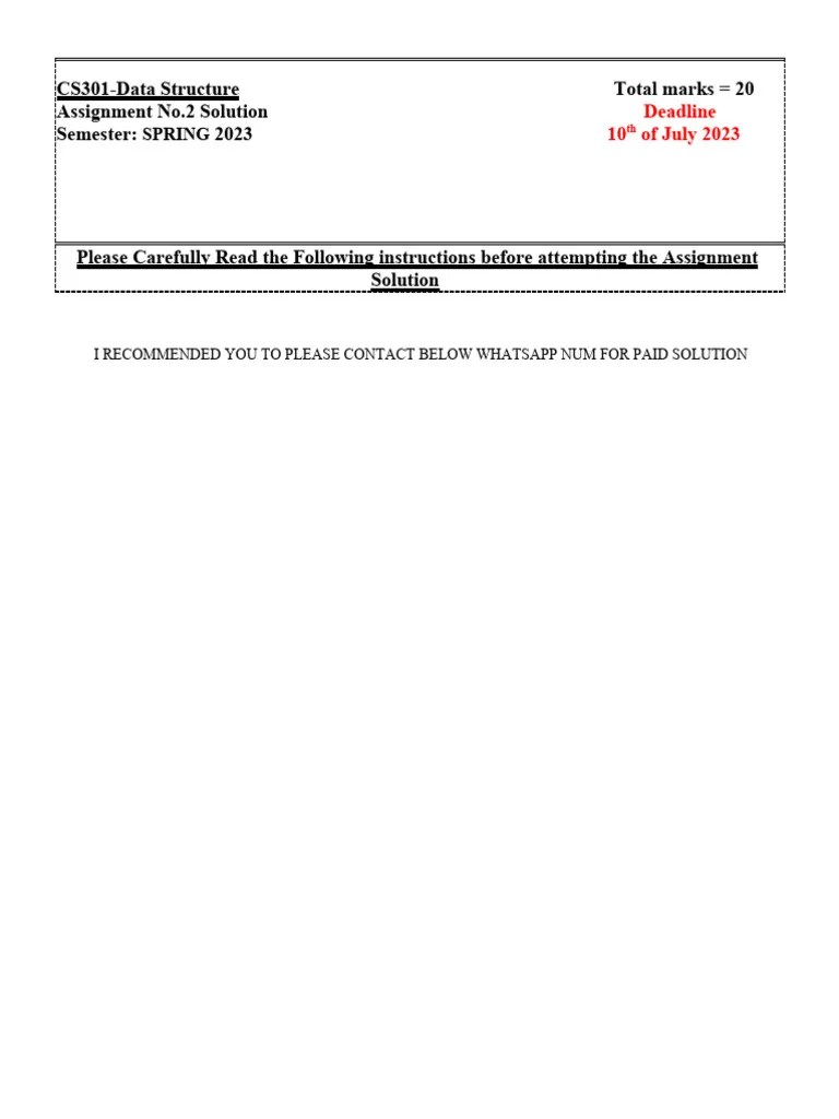 CS301-Assignment No.2 Solution | PDF