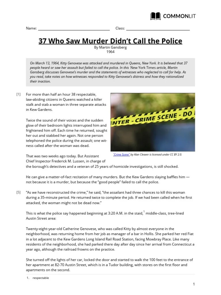 37 Who Saw Murder Didn't Call The Police | PDF