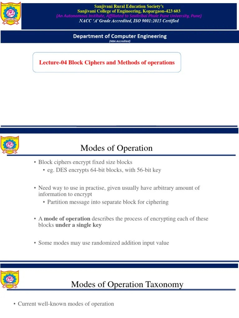 Lecture 4 - Block CIphers And Methods Of Operations | PDF | Espionage ...