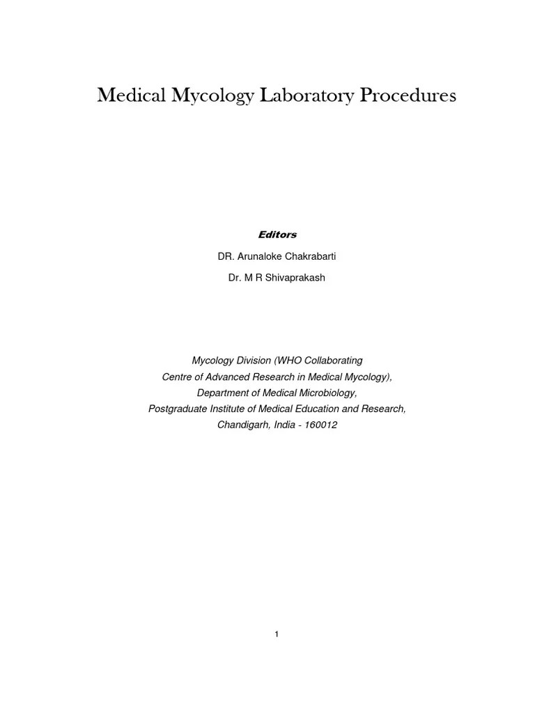 1 Medical Mycology Manual PGIMER | PDF | Fungus | Mycology