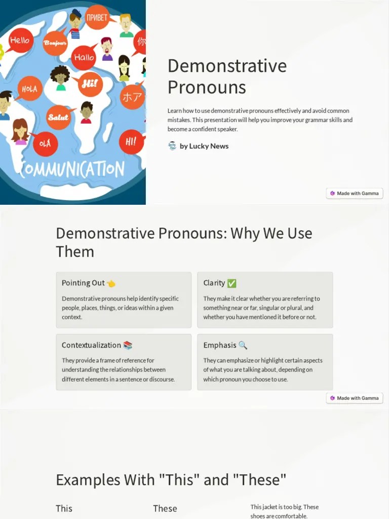 Demonstrative Pronouns | PDF | Pronoun | Grammatical Number