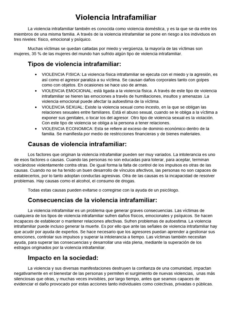 Violencia Intrafamiliar | PDF | Violencia Doméstica | Violencia