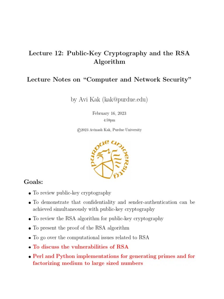 Lecture 12 | PDF | Public Key Cryptography | Cryptography