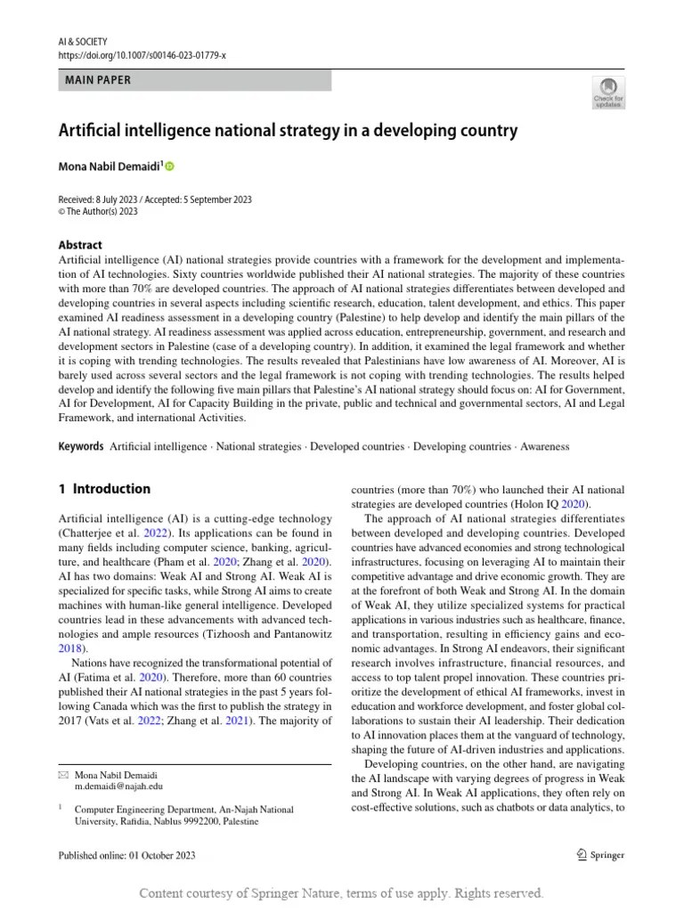 Artificial Intelligence National Strategy In A Dev | PDF | Artificial ...
