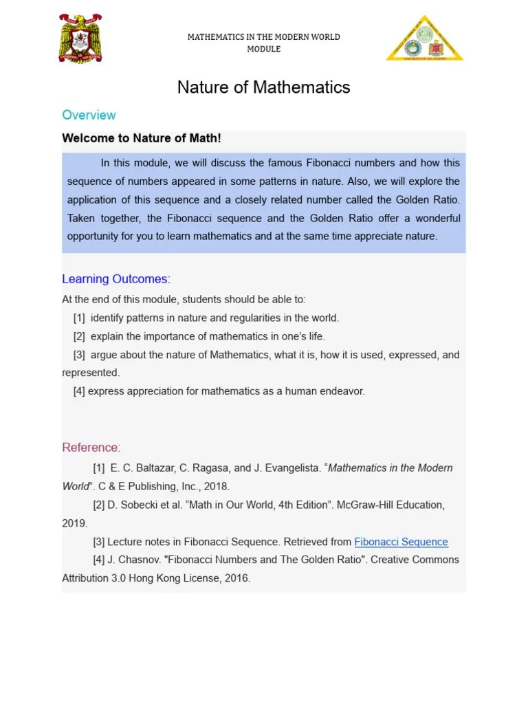 Module1 Nature Of Math | PDF | Mathematics