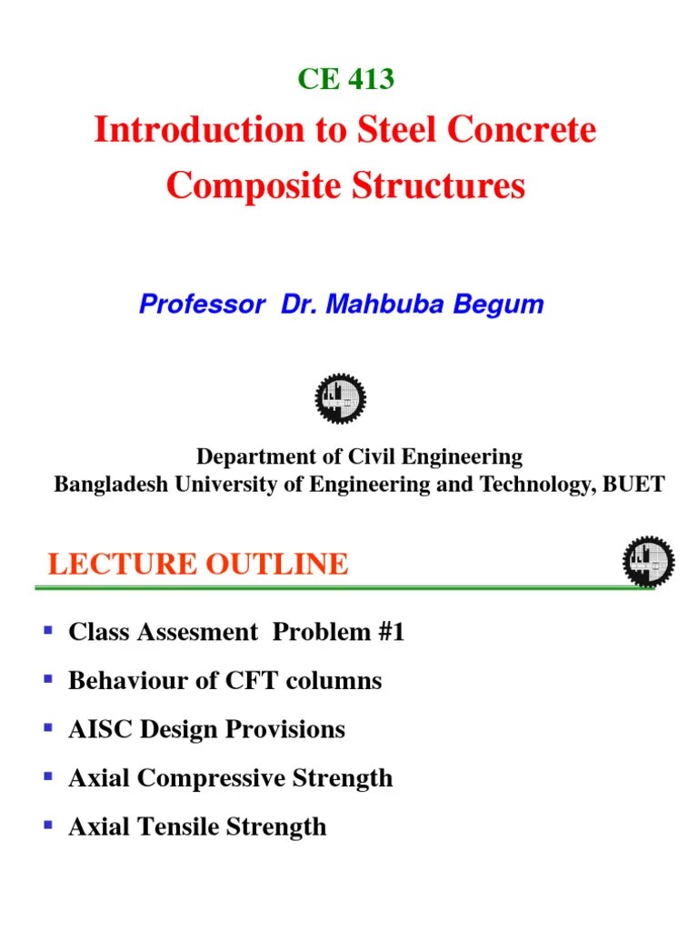 CE413 Lecture 3 CFT Column | Download Free PDF | Buckling | Strength Of Materials